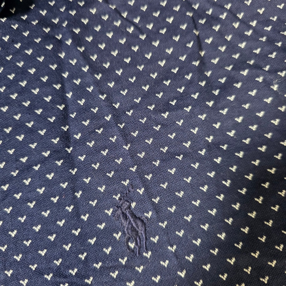 Polo Golf Ralph Lauren Mens L Polo Shirt Navy Blue Pima Cotton Geometric Print - Picture 3 of 6